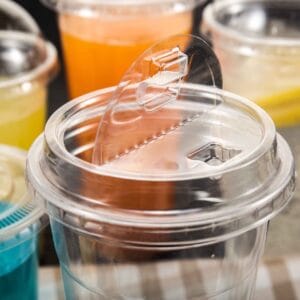 Disposable PET cup with lid