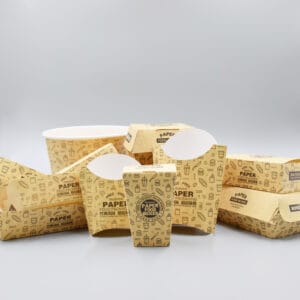 French fries fried chicken hamburger and other food packaging boxes