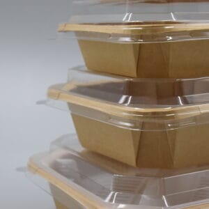 Kraft papaer salad box witt PET lid
