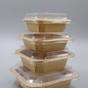 Kraft papaer salad box witt PET lid