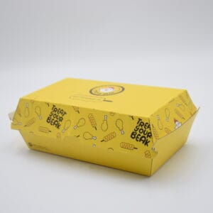 yellow fried chicken and fried food packaging box