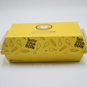 yellow fried chicken and fried food packaging box