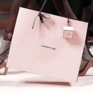 Pink paper bag custom with logo