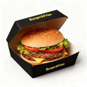 Customized black burger boxes