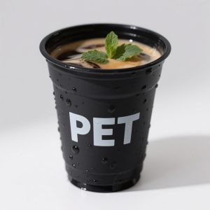 Customized black PET cups with lids