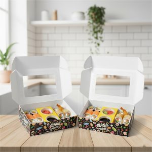 custom black sushi box food packaging