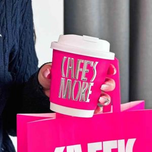 Custom printed pink paper cups with logo