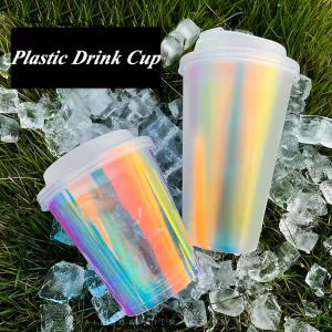 Customizable rainbow metallic film plastic beverage cups