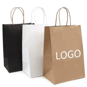 Custom kraft paper bag with logo and handles wholesale